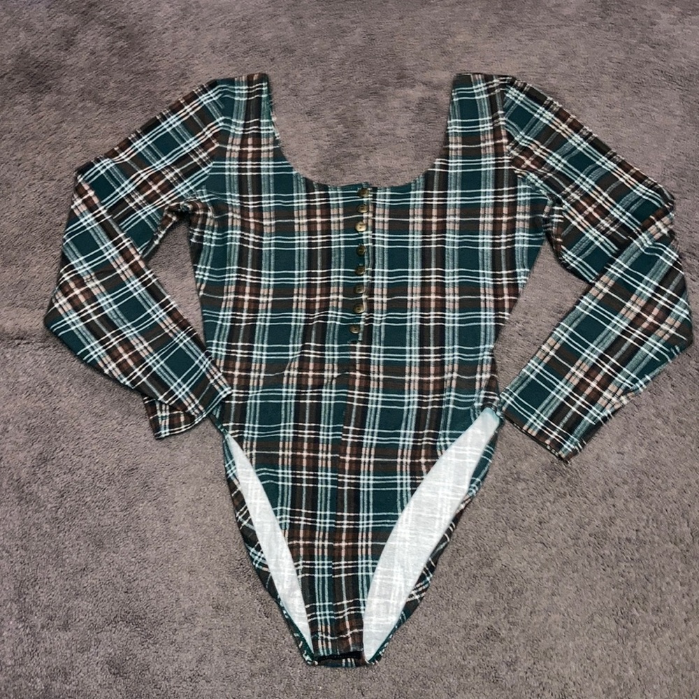 A plaid long sleeve bodysuit...NWOT